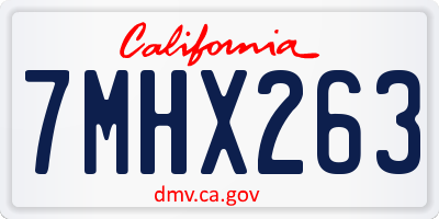 CA license plate 7MHX263