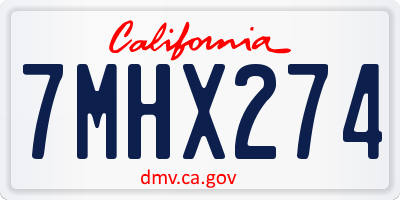 CA license plate 7MHX274