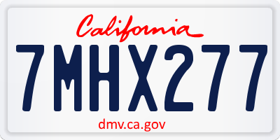 CA license plate 7MHX277