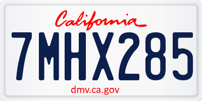 CA license plate 7MHX285