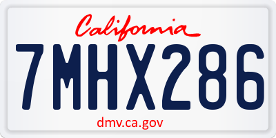 CA license plate 7MHX286