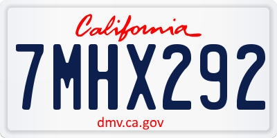 CA license plate 7MHX292