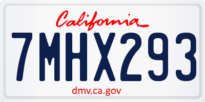 CA license plate 7MHX293