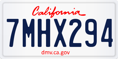 CA license plate 7MHX294