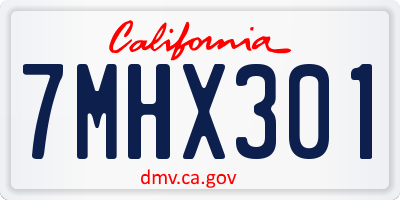 CA license plate 7MHX301