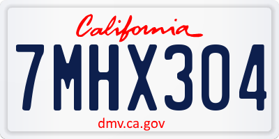 CA license plate 7MHX304