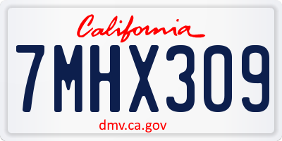 CA license plate 7MHX309