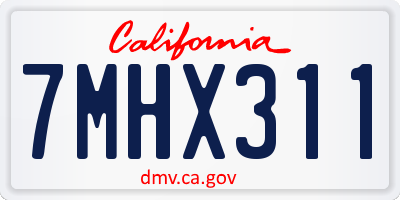CA license plate 7MHX311