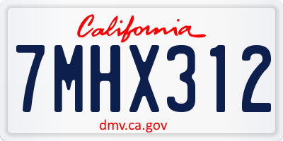 CA license plate 7MHX312