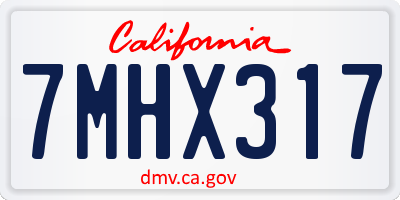 CA license plate 7MHX317