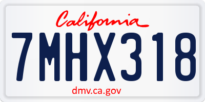 CA license plate 7MHX318