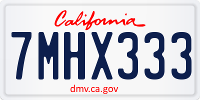 CA license plate 7MHX333