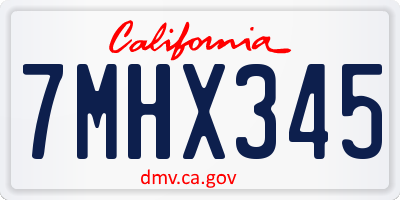 CA license plate 7MHX345