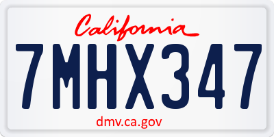 CA license plate 7MHX347