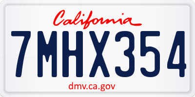 CA license plate 7MHX354