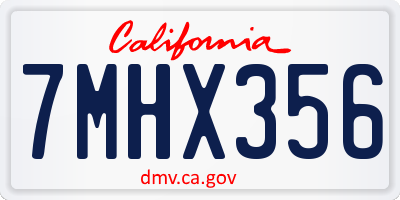 CA license plate 7MHX356
