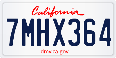 CA license plate 7MHX364