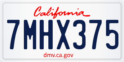 CA license plate 7MHX375