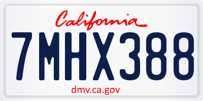 CA license plate 7MHX388