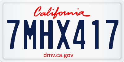 CA license plate 7MHX417