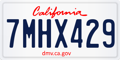 CA license plate 7MHX429