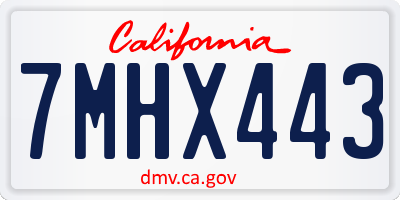 CA license plate 7MHX443