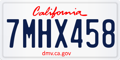 CA license plate 7MHX458