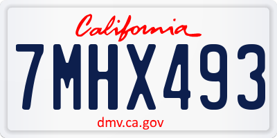 CA license plate 7MHX493