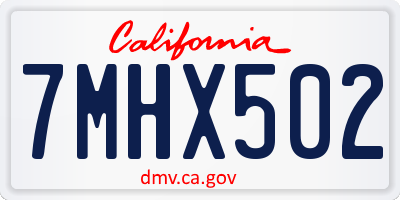 CA license plate 7MHX502