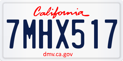 CA license plate 7MHX517