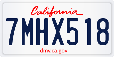 CA license plate 7MHX518