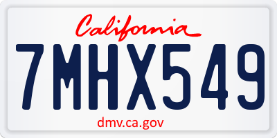 CA license plate 7MHX549