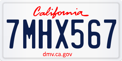 CA license plate 7MHX567
