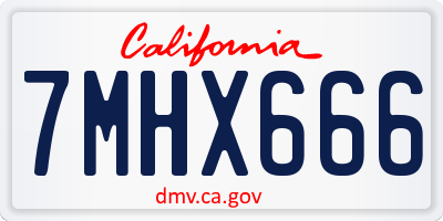 CA license plate 7MHX666