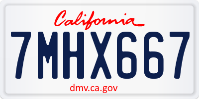 CA license plate 7MHX667