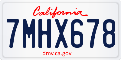 CA license plate 7MHX678