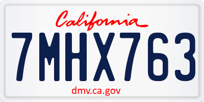 CA license plate 7MHX763