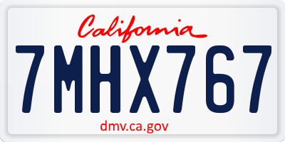 CA license plate 7MHX767