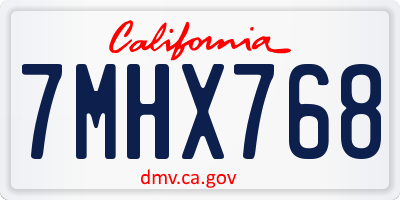 CA license plate 7MHX768