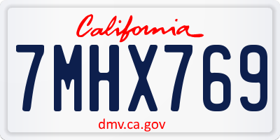 CA license plate 7MHX769