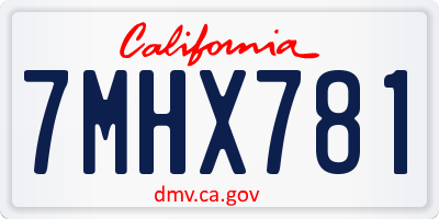 CA license plate 7MHX781