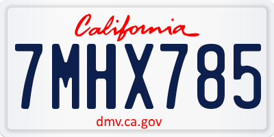 CA license plate 7MHX785