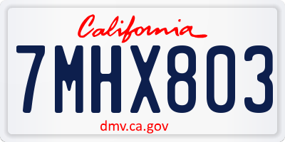 CA license plate 7MHX803