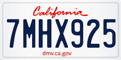 CA license plate 7MHX925