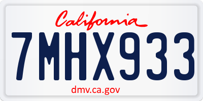 CA license plate 7MHX933