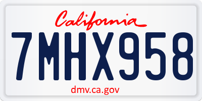 CA license plate 7MHX958