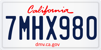 CA license plate 7MHX980