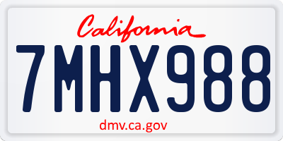 CA license plate 7MHX988