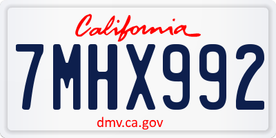 CA license plate 7MHX992