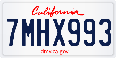 CA license plate 7MHX993